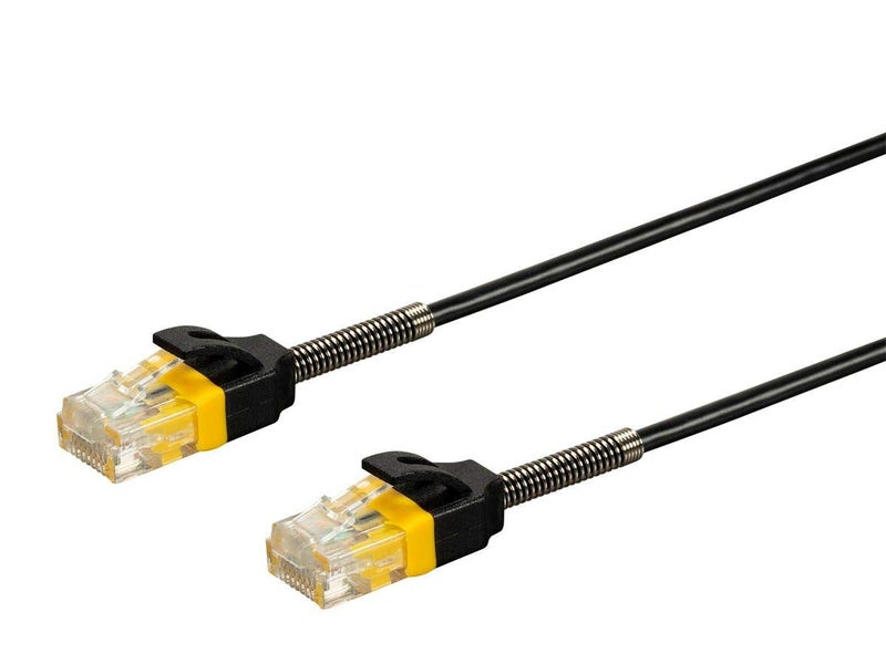 Monoprice Cat6 Ethernet Patch Cable - Snagless, Reinforced, 550MHz, UTP, 30AWG, 1 Feet, Black - SlimRun Series - Image 1